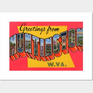 Greetings from Huntington, West Virginia - Vintage Large Letter Postcard Posters and Art